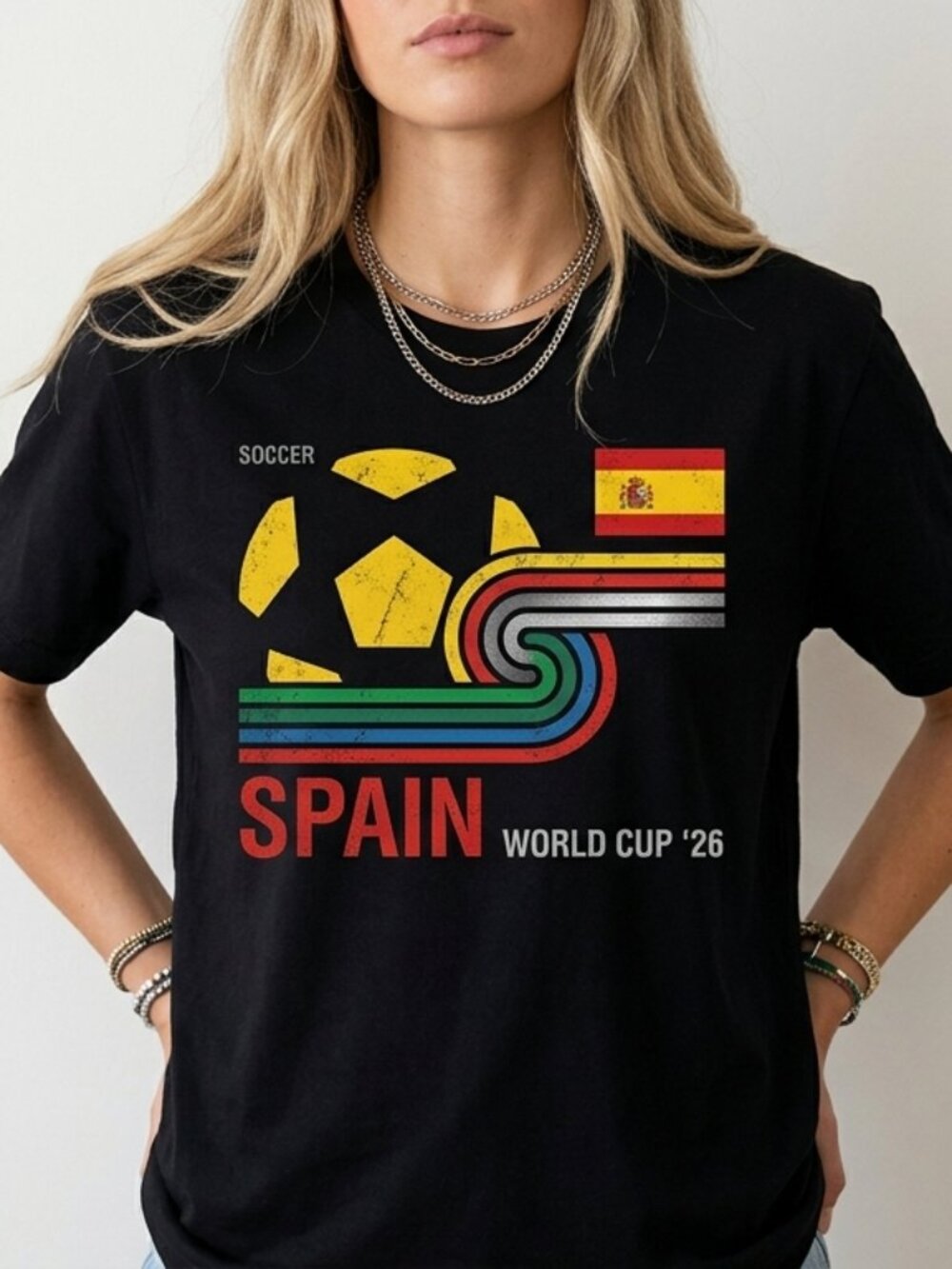 Vintage Spain Soccer Tee, Retro Football Fan Graphic Shirt